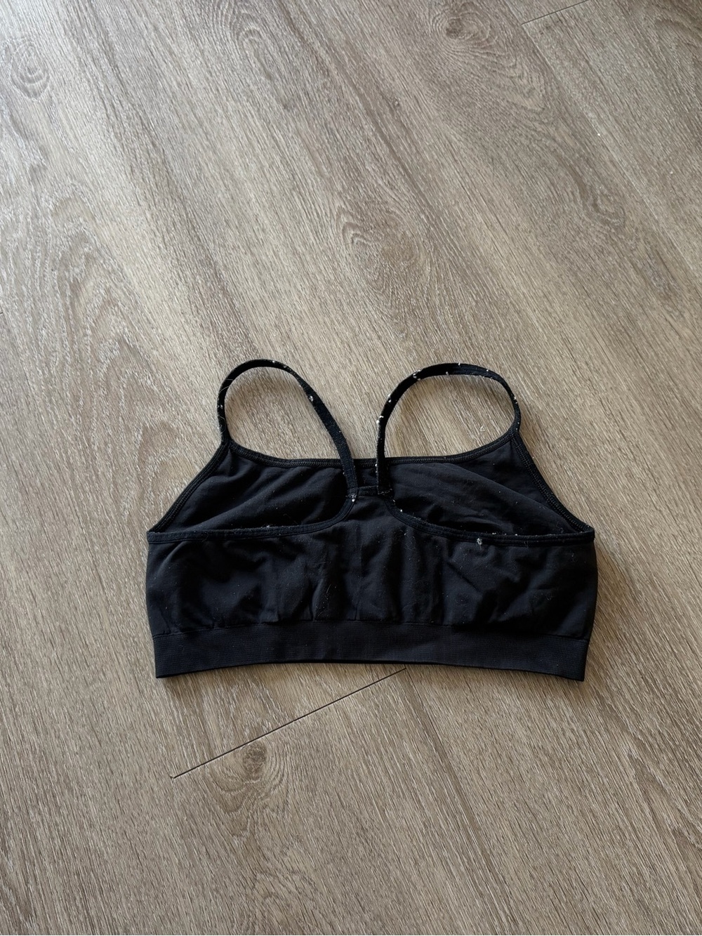GapBody Black Strappy Racerback Sports Bra Size Medium Yoga Athleisure Gym - Picture 3 of 5